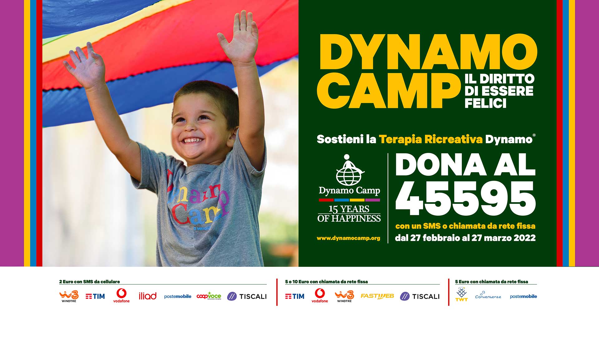 SMS solidale 45595 Dynamo Camp 2022